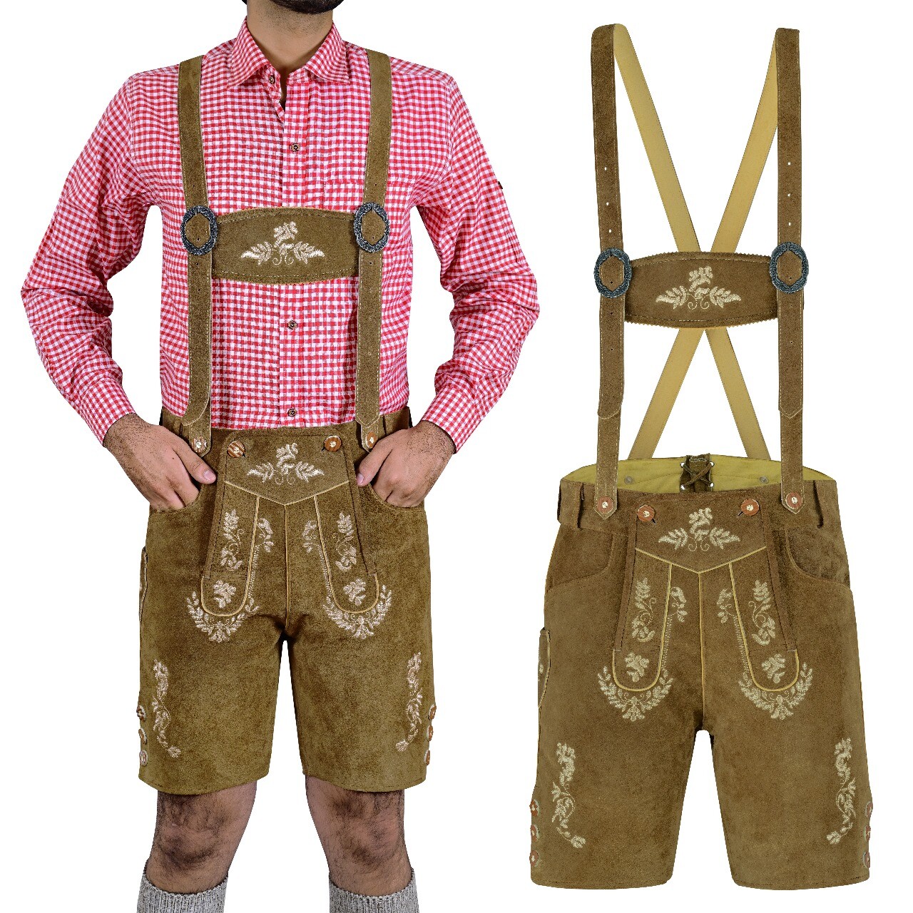 Trachten set Bavarian Oktoberfest Authentic ABOVE KNEE Lederhosen Full Dress