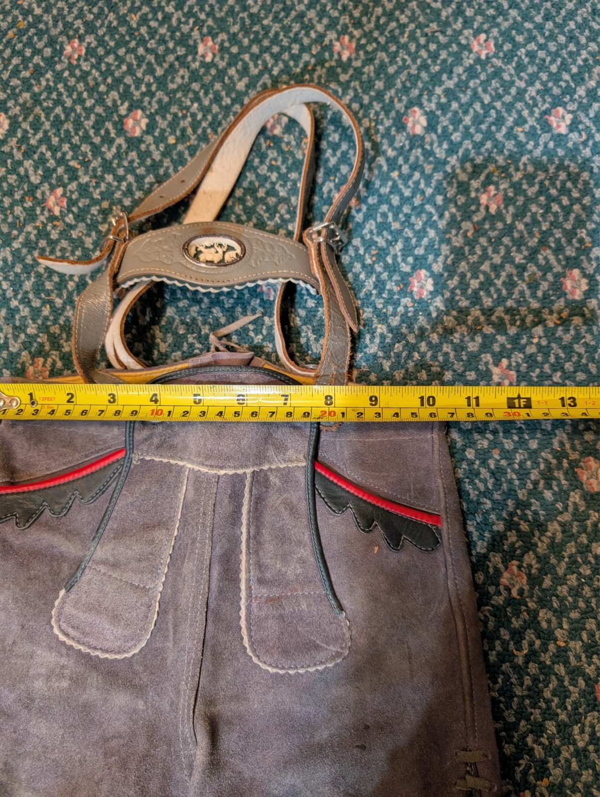 Boys/Toddler Oktoberfest German Gray/Green Lederhosen Leather Pants Child VTG