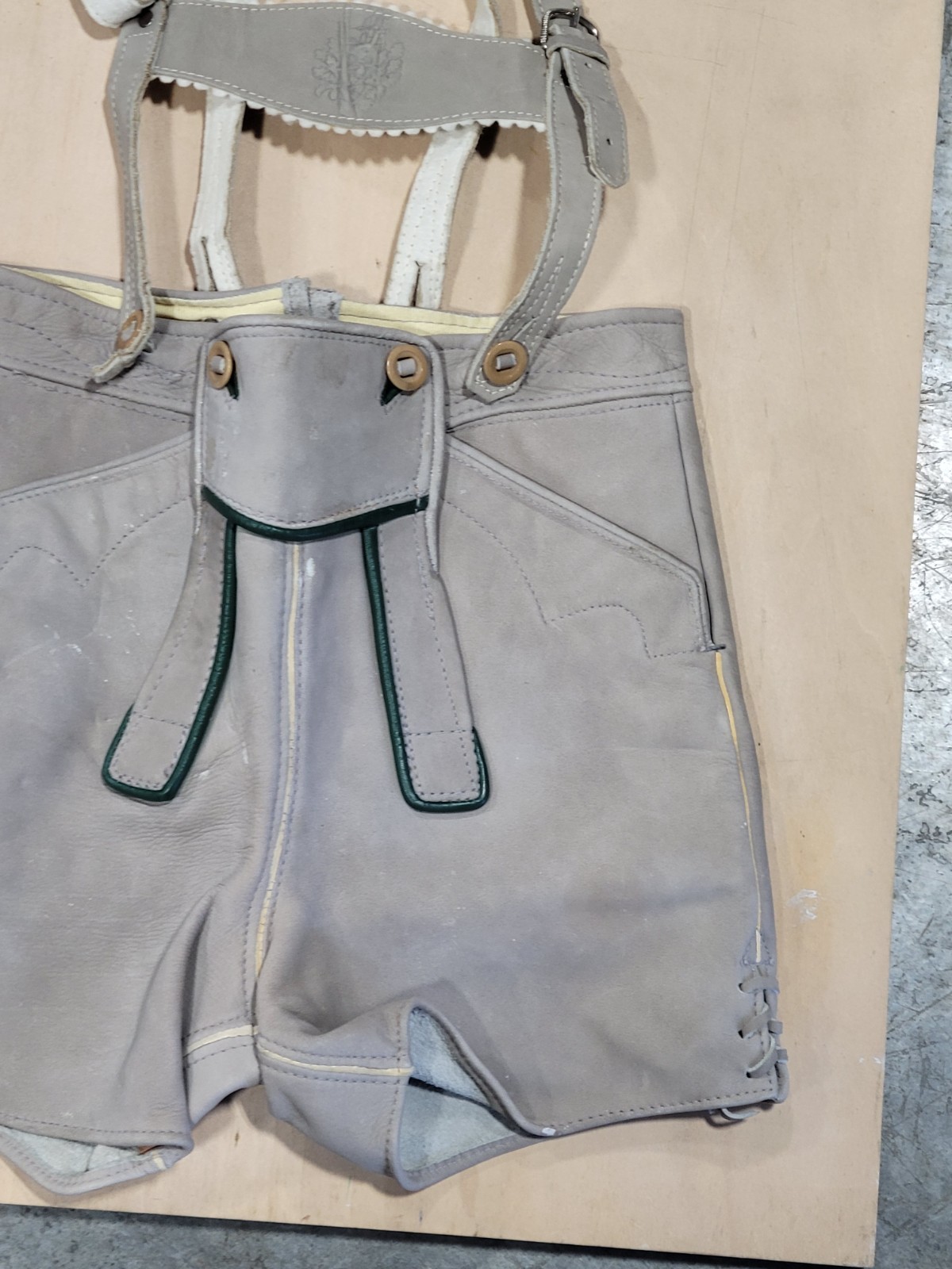 Vintage 1950s Boy’s Size 6 Lederhosen Leather Suede Austria Alpine Breeches