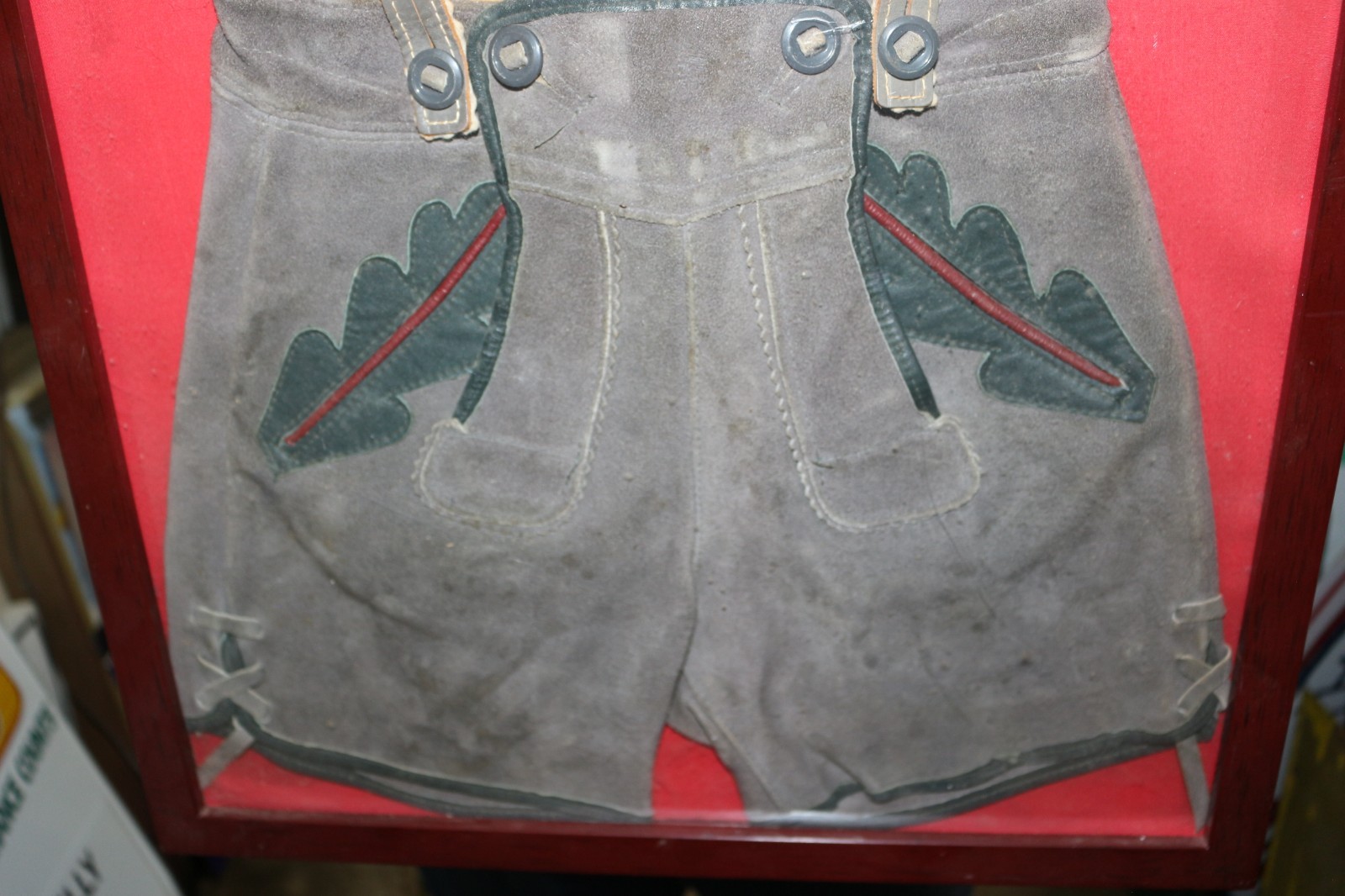 Vintage Early Leather Boys German Lederhosen Germany Octoberfest Framed