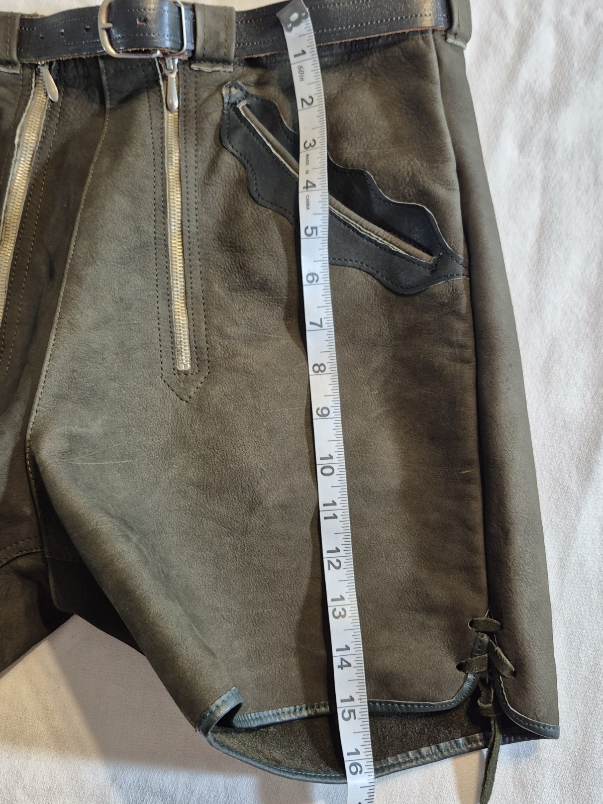 Vintage German Leather Lederhosen Breeches Green Black Octoberfest
