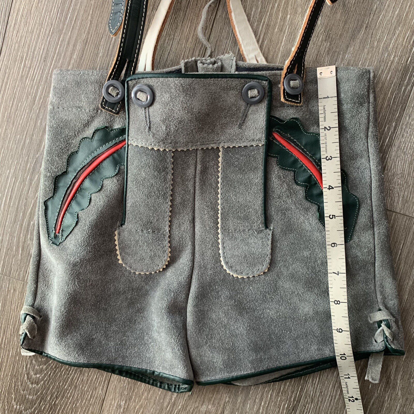 Vintage Kids Gray Suede Traditional Bavarian Lederhosen