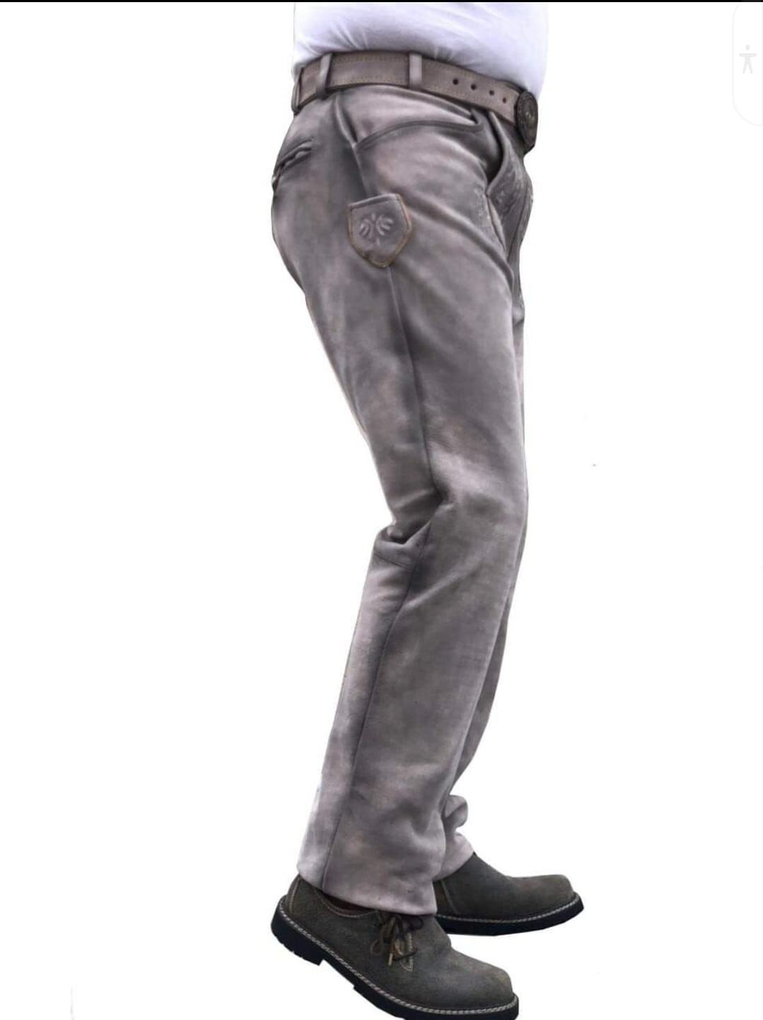 Unikat lange Wildbock (100% Wildleder) SOFT ECHT-Leder mit Gürte Gr, 46 bis 64