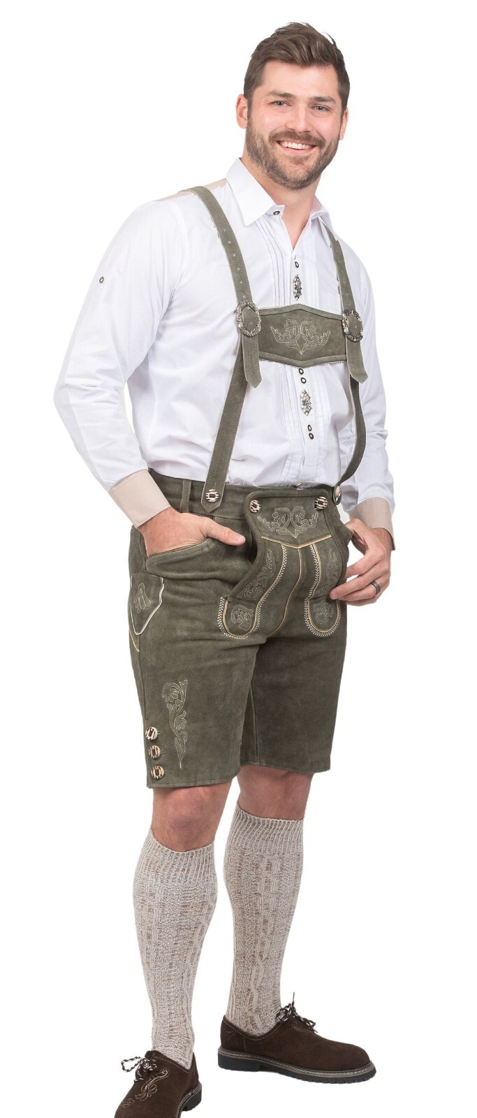 Men’s Bavarian Tratchen Lederhosen Pant German Oktoberfest Suede Leather Pants