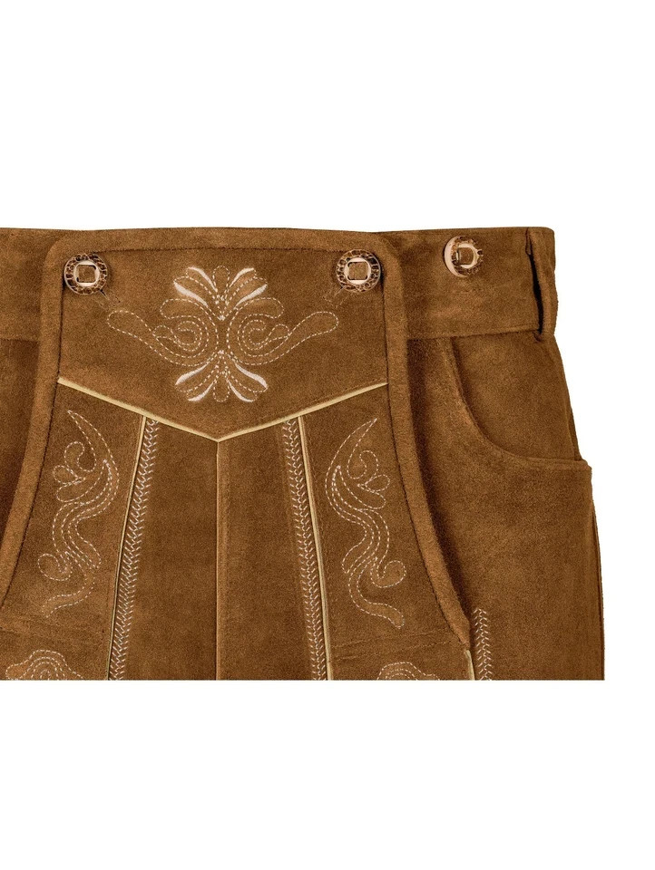 Men’s Lederhosen Oktoberfest Outfit | Suede Leather Bavarian Shorts with Belt