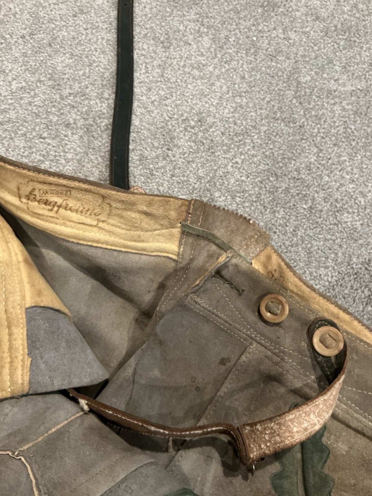 2 1960’S Vintage Suede Leather Lederhosen Suspender Shorts