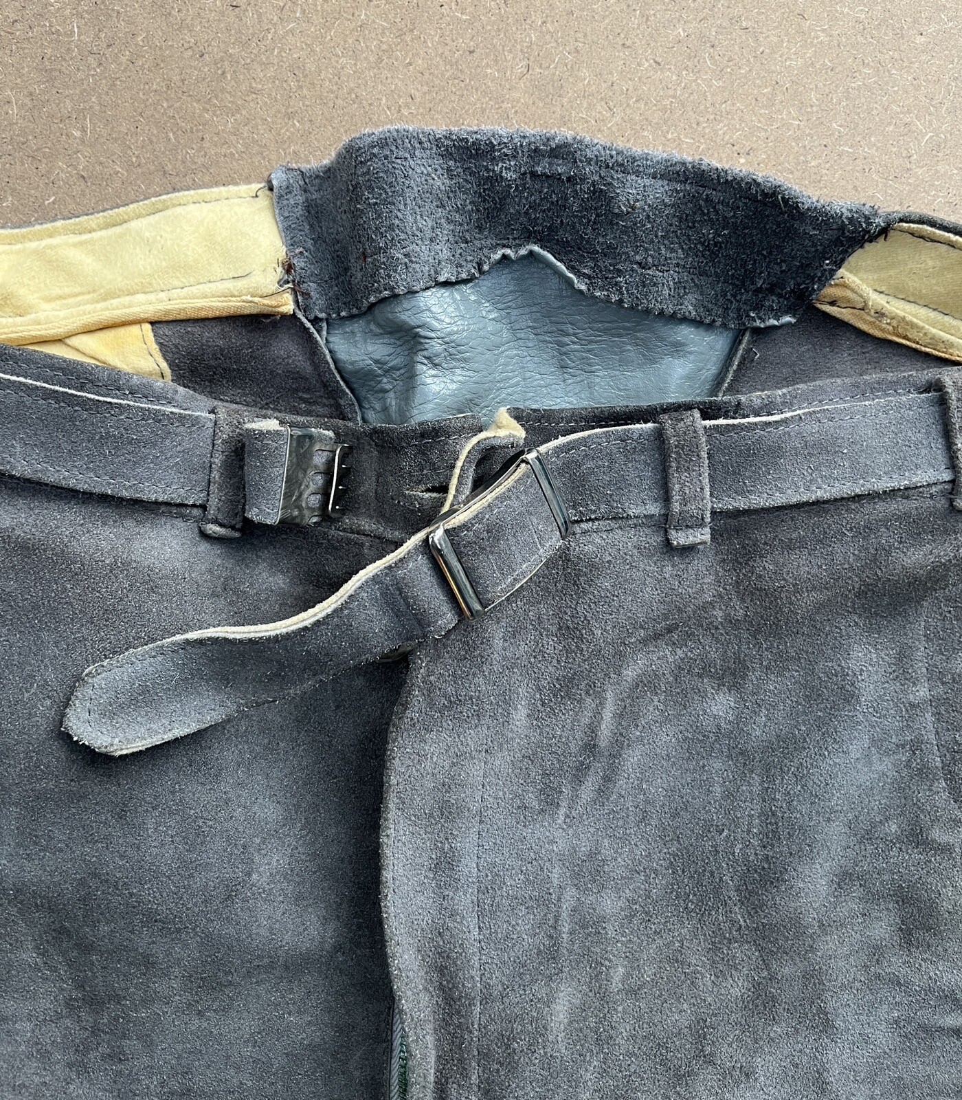 Vintage Lederhosen Leather Pants No Size Tag Zipper And belt