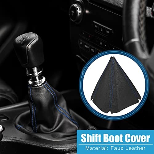 Universal Shift Boot Cover Car Shift Knob Boot Dust Cover Seams Faux Blue