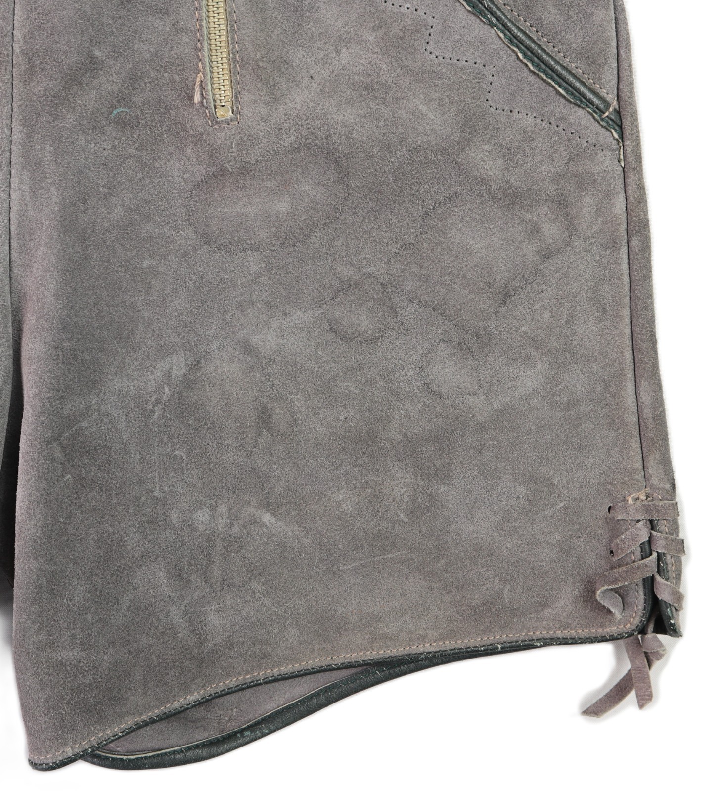 Bergfreund US Men’s 44 US 30 Gray Suede Leather Lederhosen Bavarian Shorts