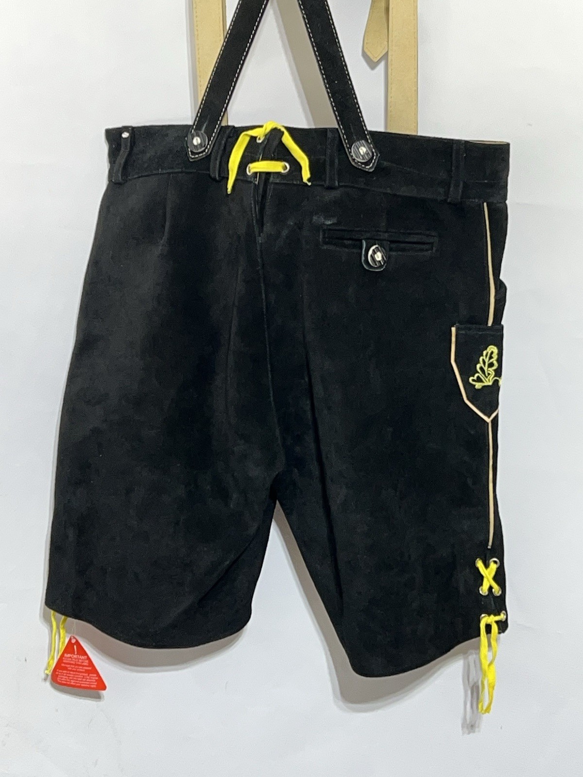 Bavarian Lederhosen Men 36 Suede Lederhosen Black Oktoberfest Costume German