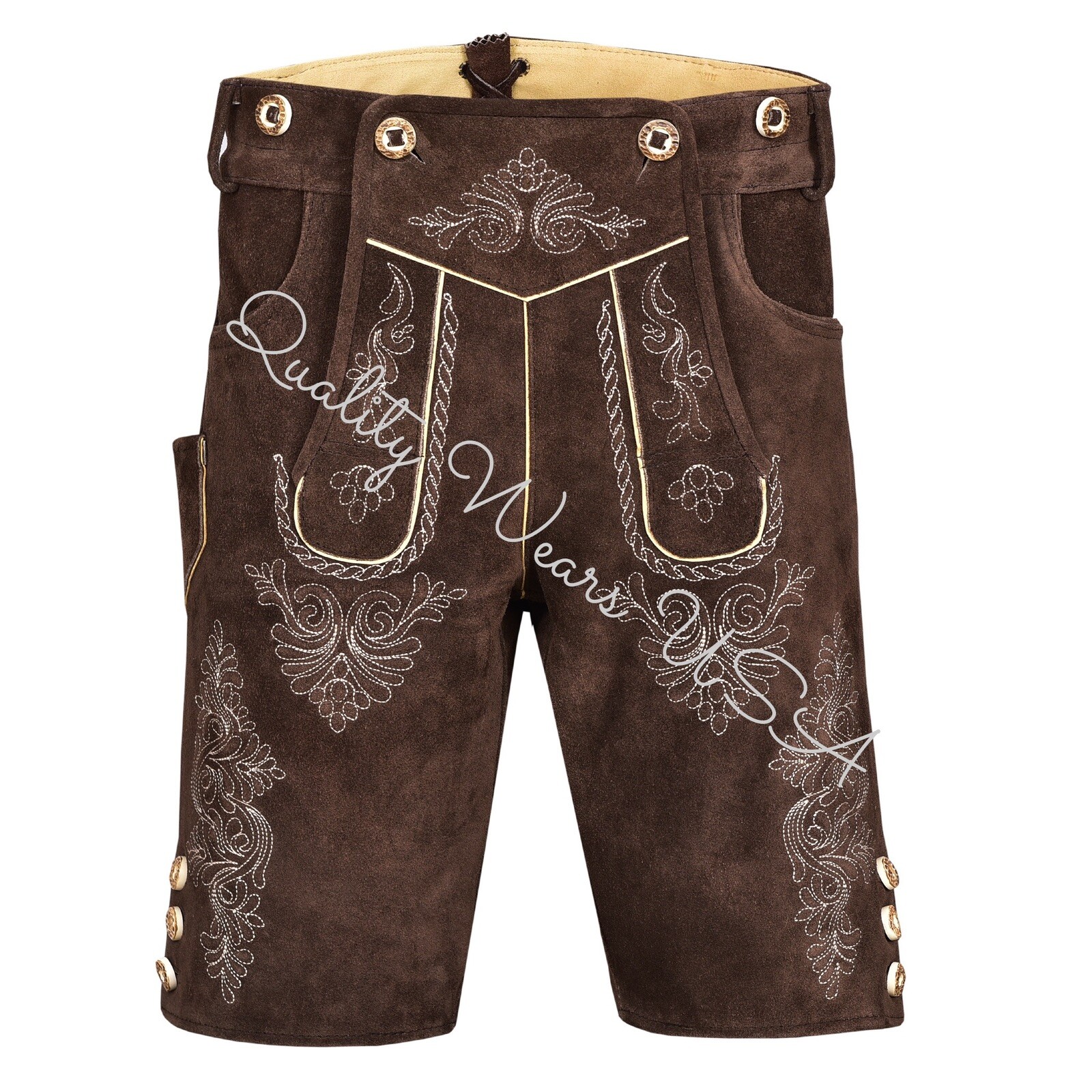 Authentic Men Lederhosen Oktoberfest Bavarian Lederhosen -Leather Trousers Plain
