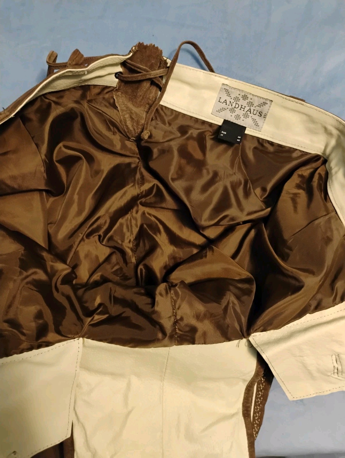 Vintage German LANDHAUS Leather Lederhosen With Embroidered Detailing