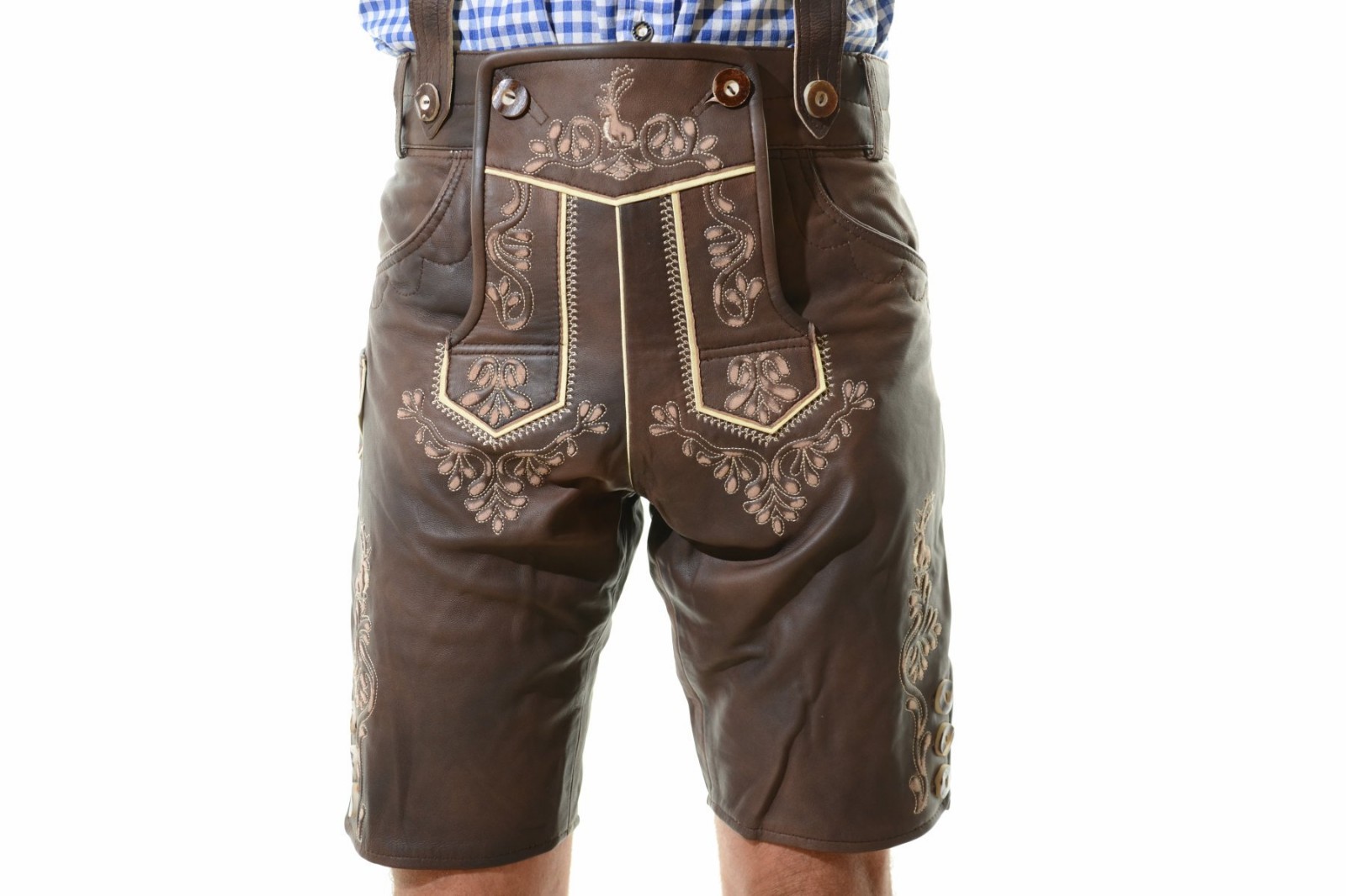 Bavarian Oktoberfest Lederhosen Lamb Leather Tracht Short German Costume #BERLIN