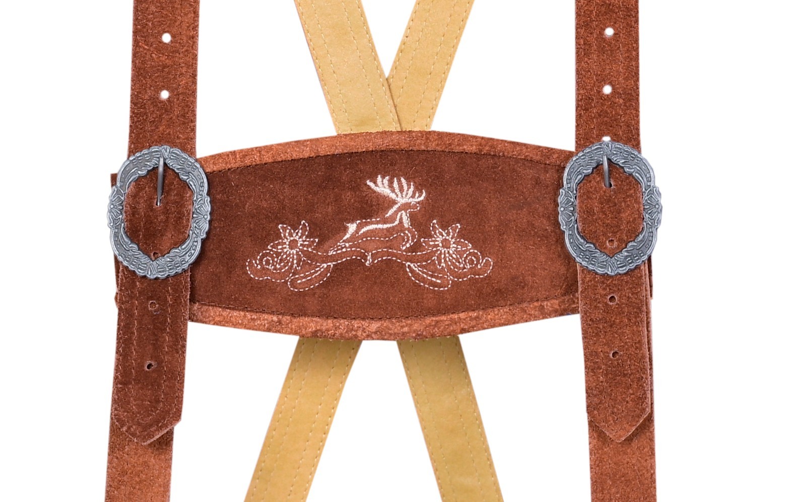 Men Traditional Leather Oktoberfest Lederhosen (Brown, Black, Gold, Med Brown)