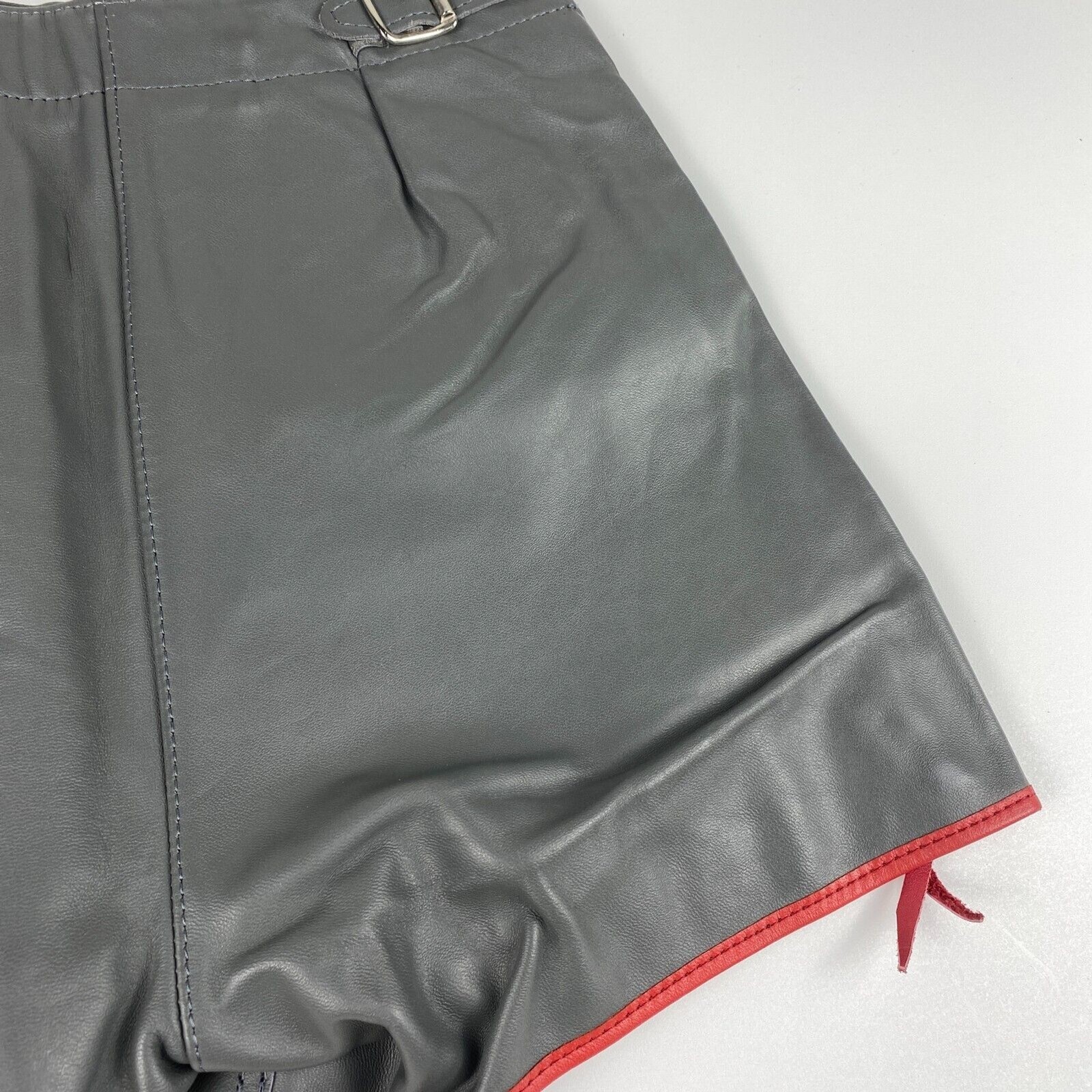VTG 60s German Lederhosen Child Shorts Authentic Gray Leather Oktoberfest Heart