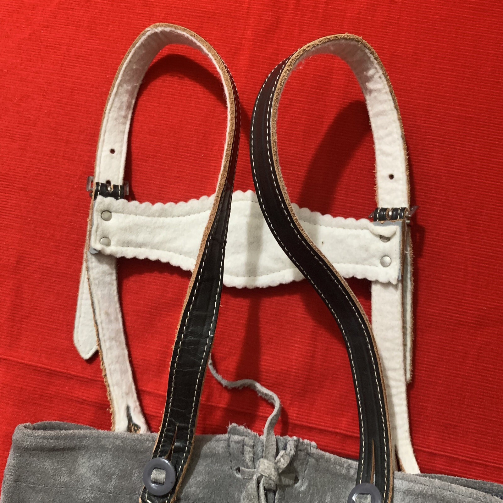 Vintage Kids Gray Suede Traditional Bavarian Lederhosen