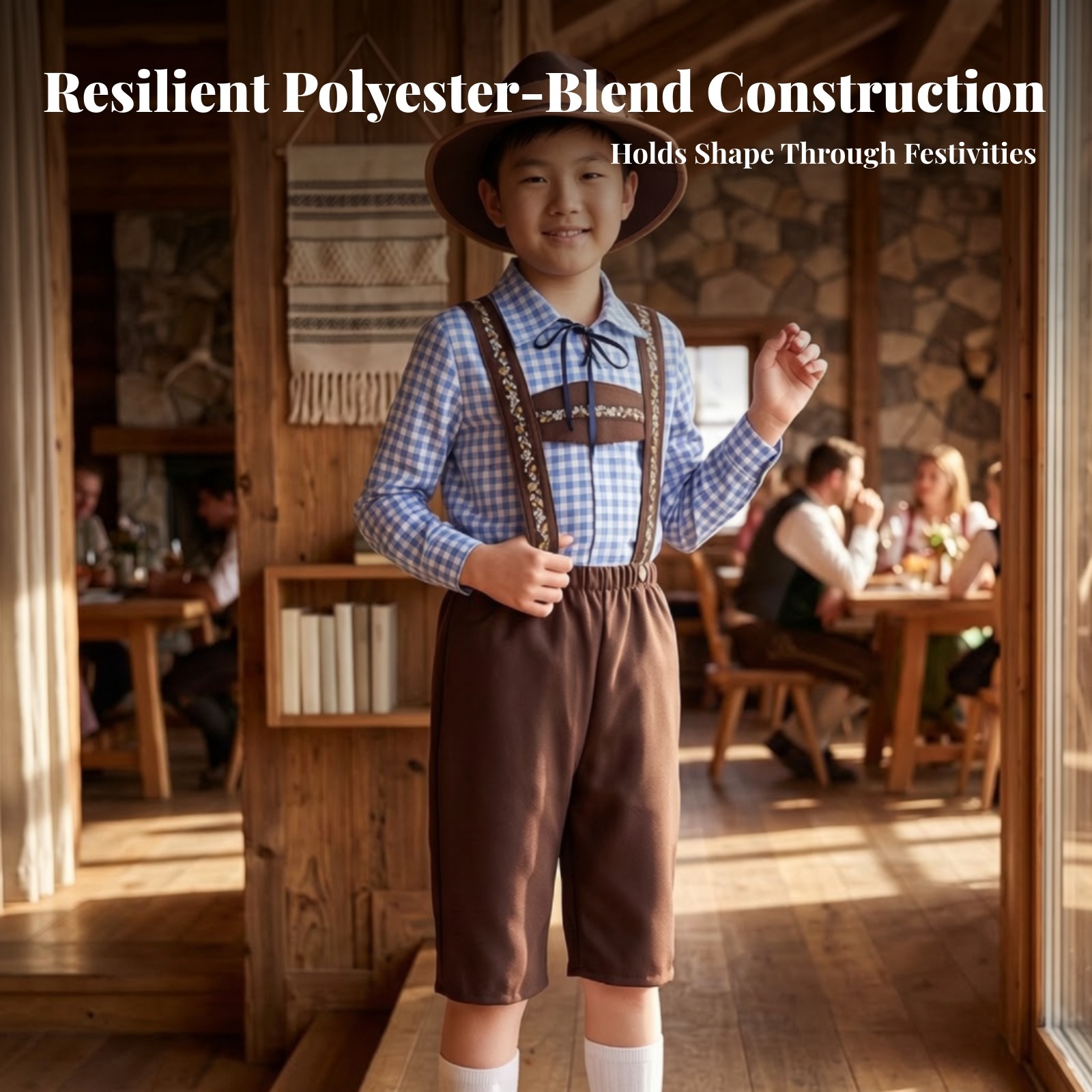 Lederhosen Costume with Hat Suede-Like Lederhosen Costume Classic for Children