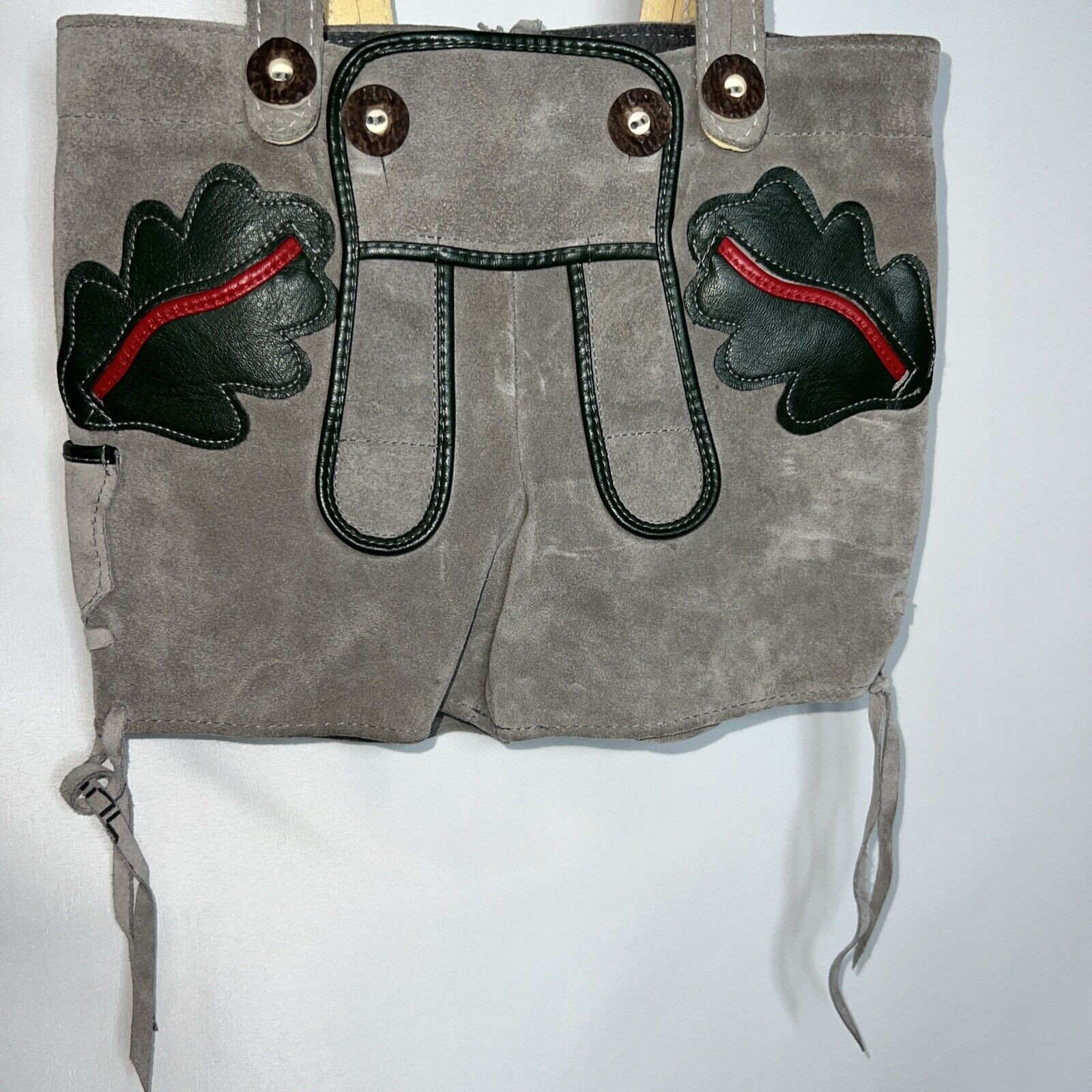 GERMAN LEDERHOSEN Childs Gray LEATHER SUEDE Trousers Oktoberfest Excellent