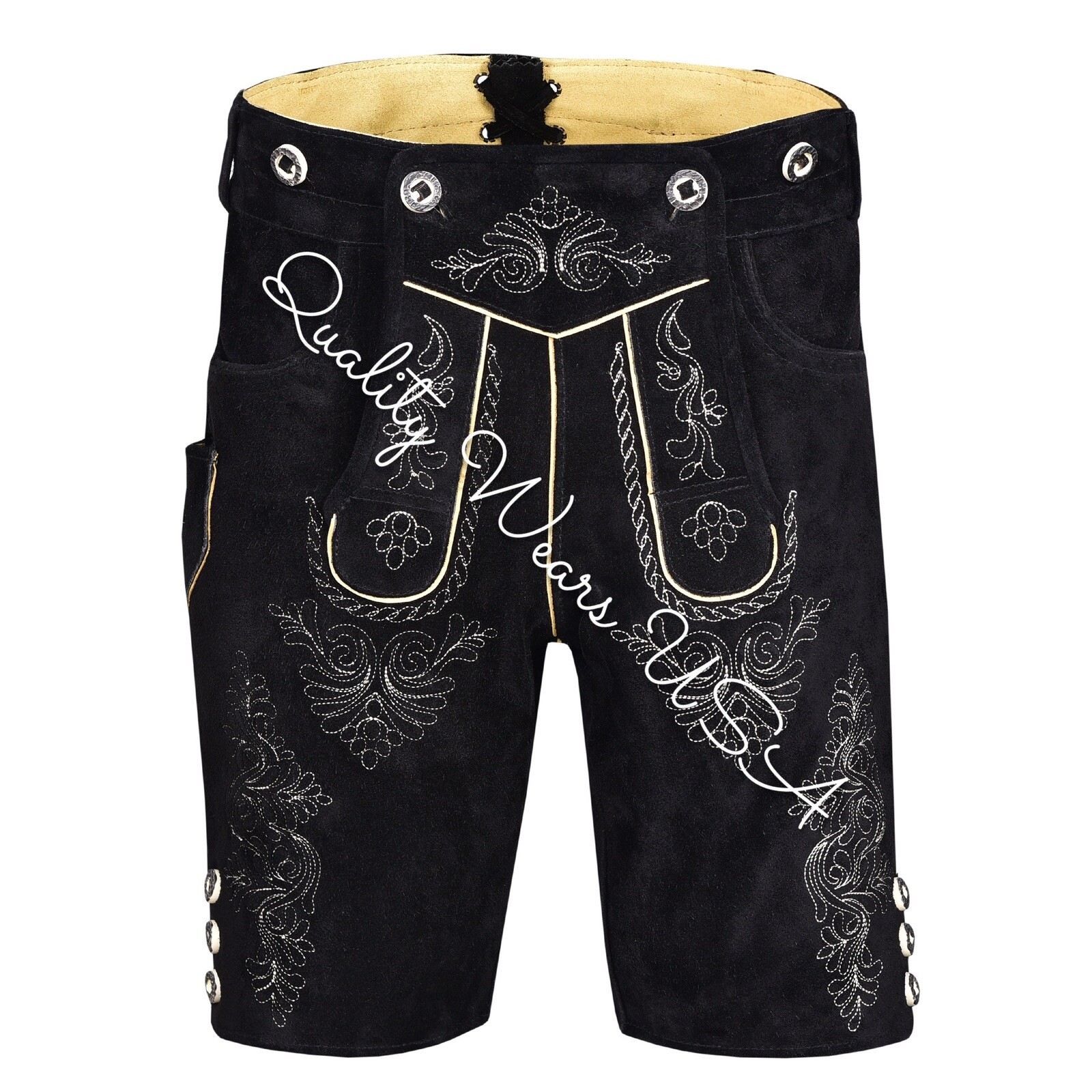 Authentic Men Lederhosen Oktoberfest Bavarian Lederhosen -Leather Trousers Plain