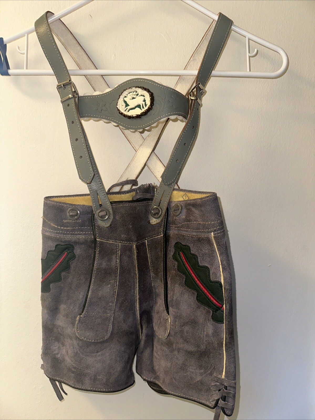Vintage 1960s Bergfreund Boys Lederhosen Elk Leather German Shorts Sz 1 11″x9″
