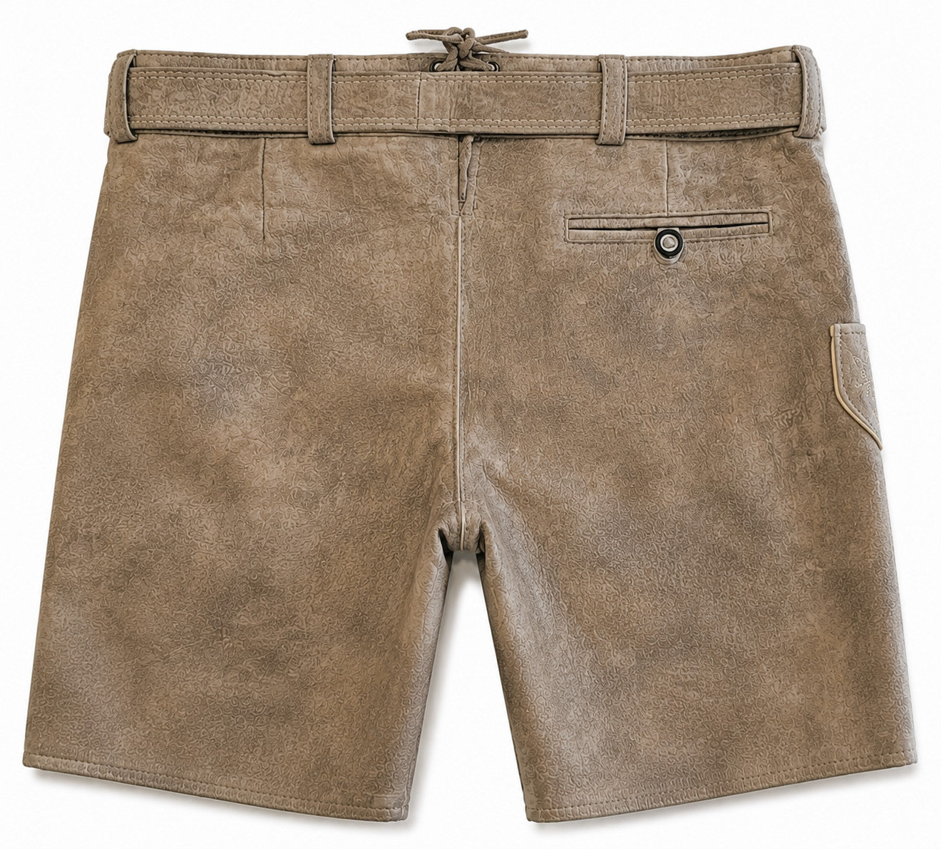 Men’s leather pants short costume pants real leather antique brown with belt size 56 New