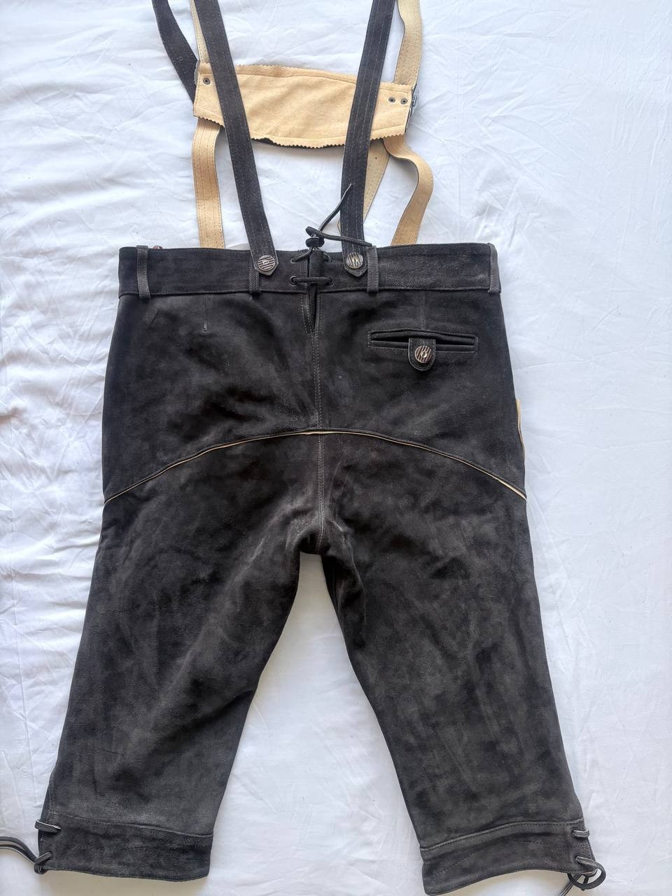 GONSER Mens Lederhosen Shorts Suspenders Set Trachten Sz 52 US 37 Genuine Suede