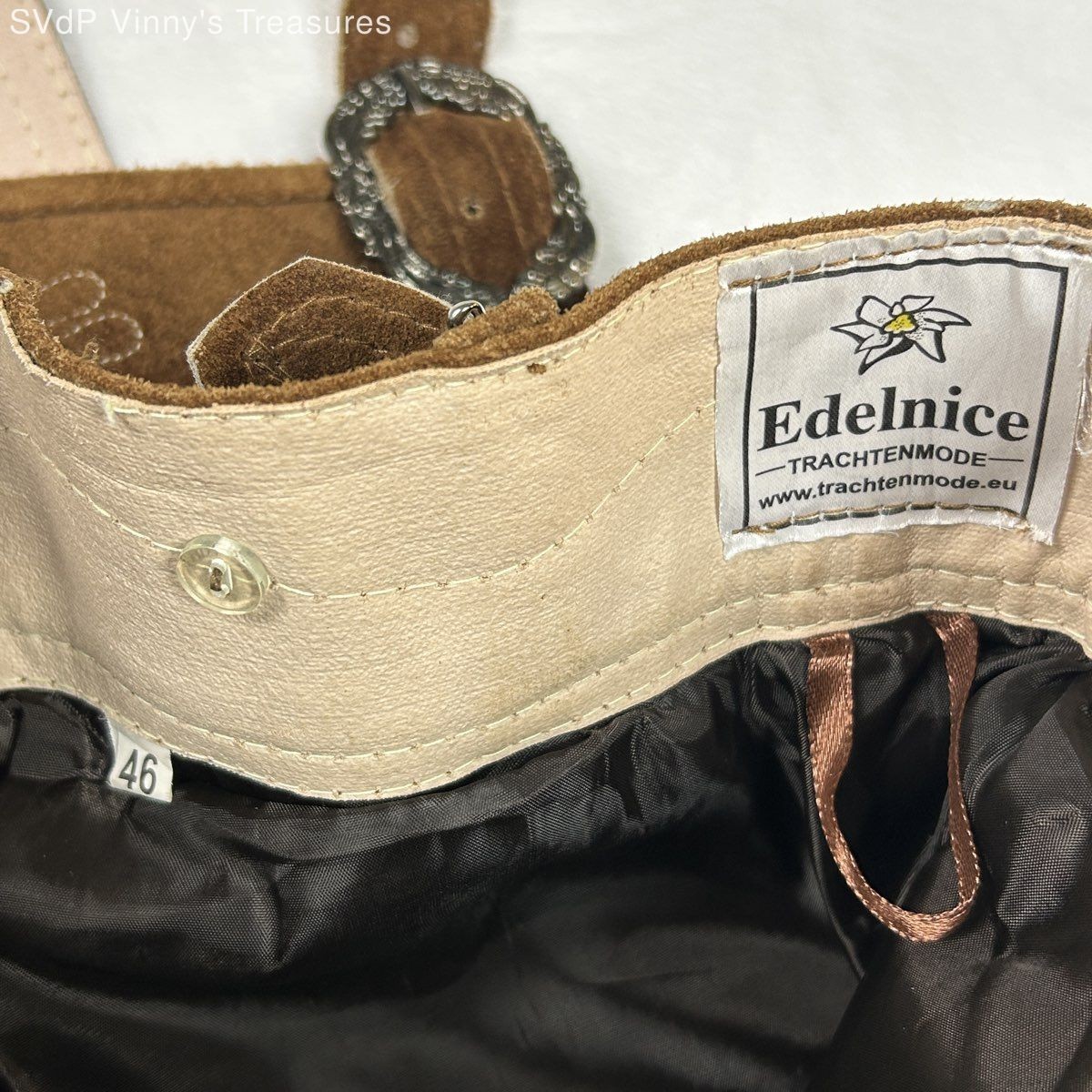 Vintage Edelnice Genuine Leather Embroidered Lederhosen Trachtenmode Sz 46