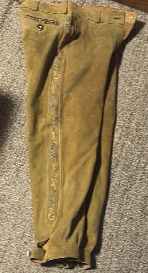 Men’s Bavarian Tratchen Lederhosen Pant German Oktoberfest Suede Leather Pants