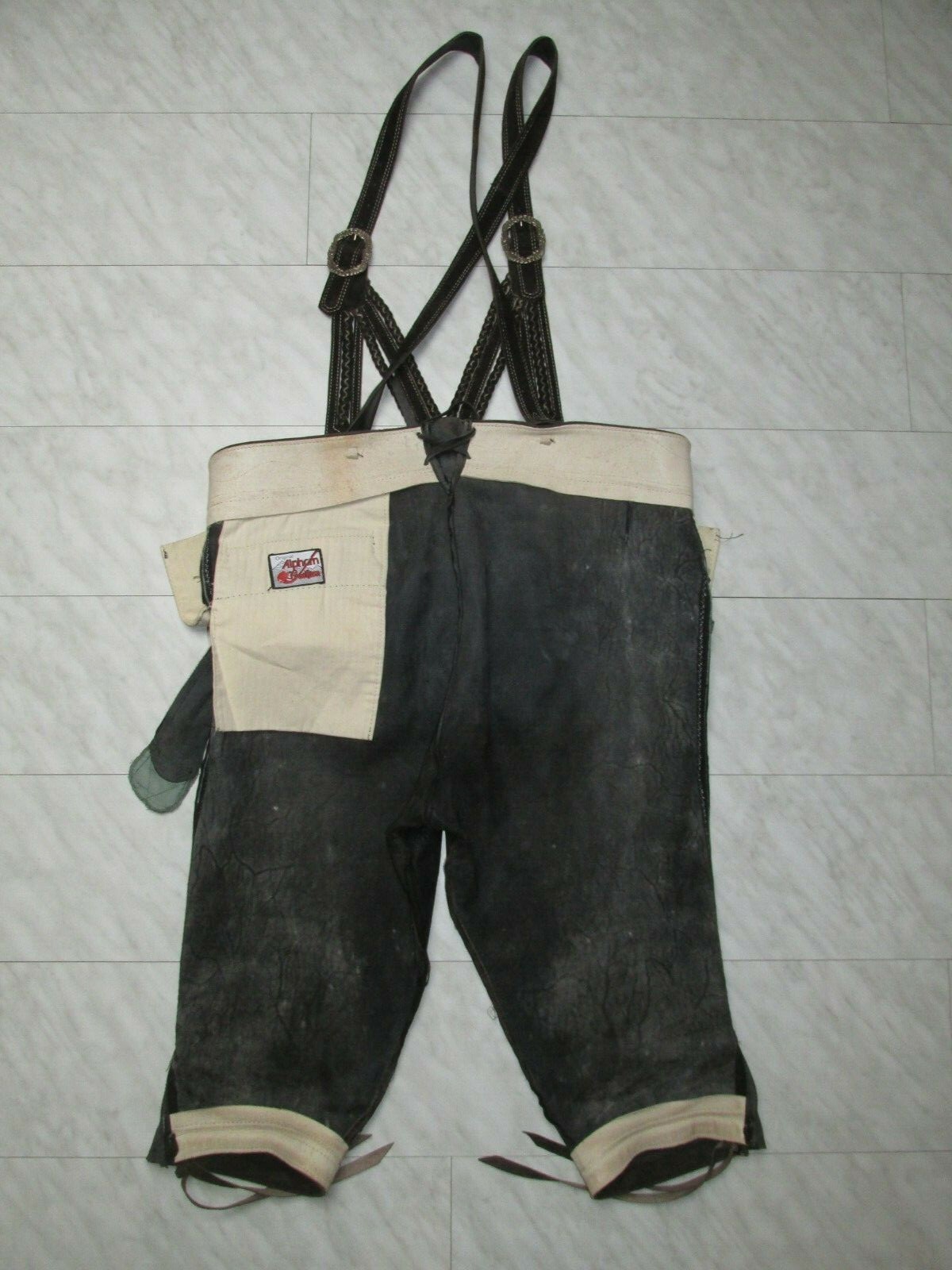 Vintage 80er Kniebund Lederhose Träger Gay Größe 58 innen Glattleder sehr weich