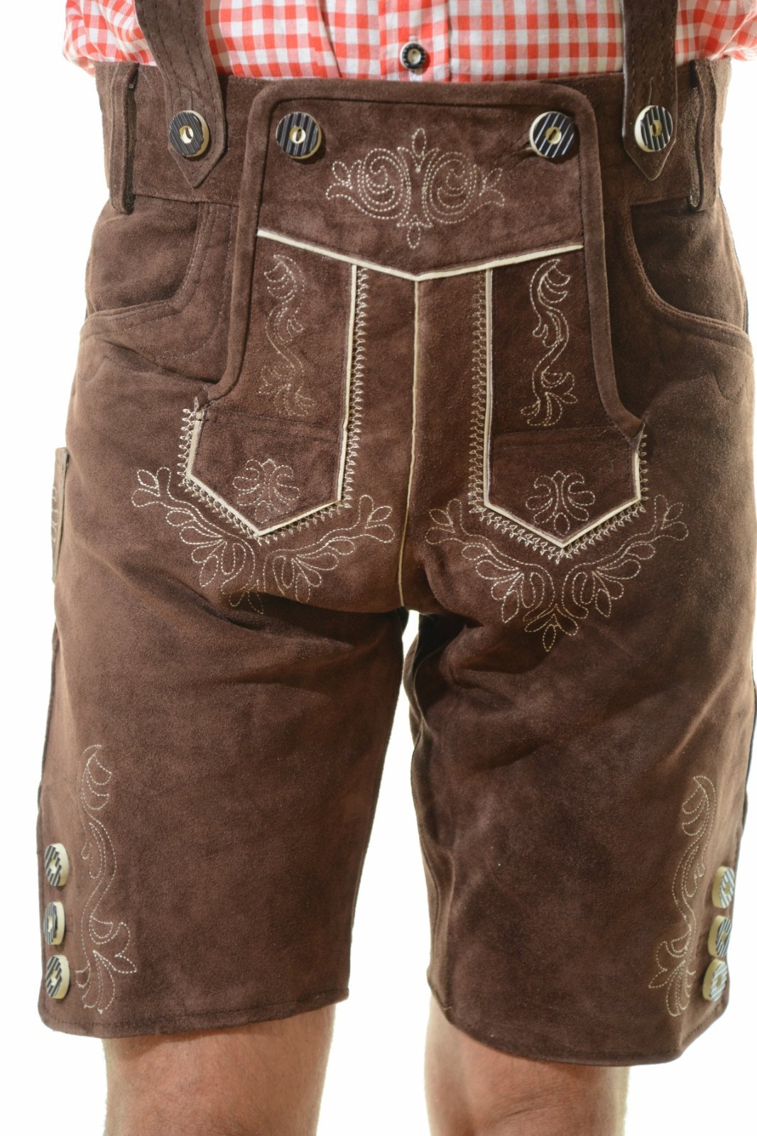 NEW Bavarian Oktoberfest Lederhosen Shorts Antique Brown Tracht #KAISER