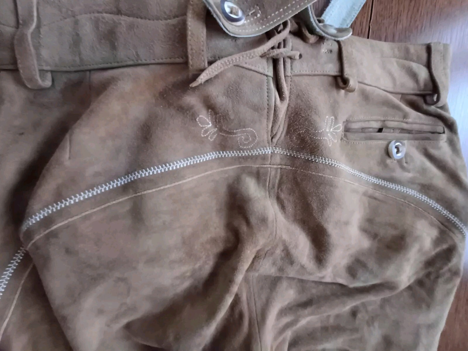 Stunning Oktoberfest Suede Wildbock Deer Leather Trachten Lederhosen Shorts W 34