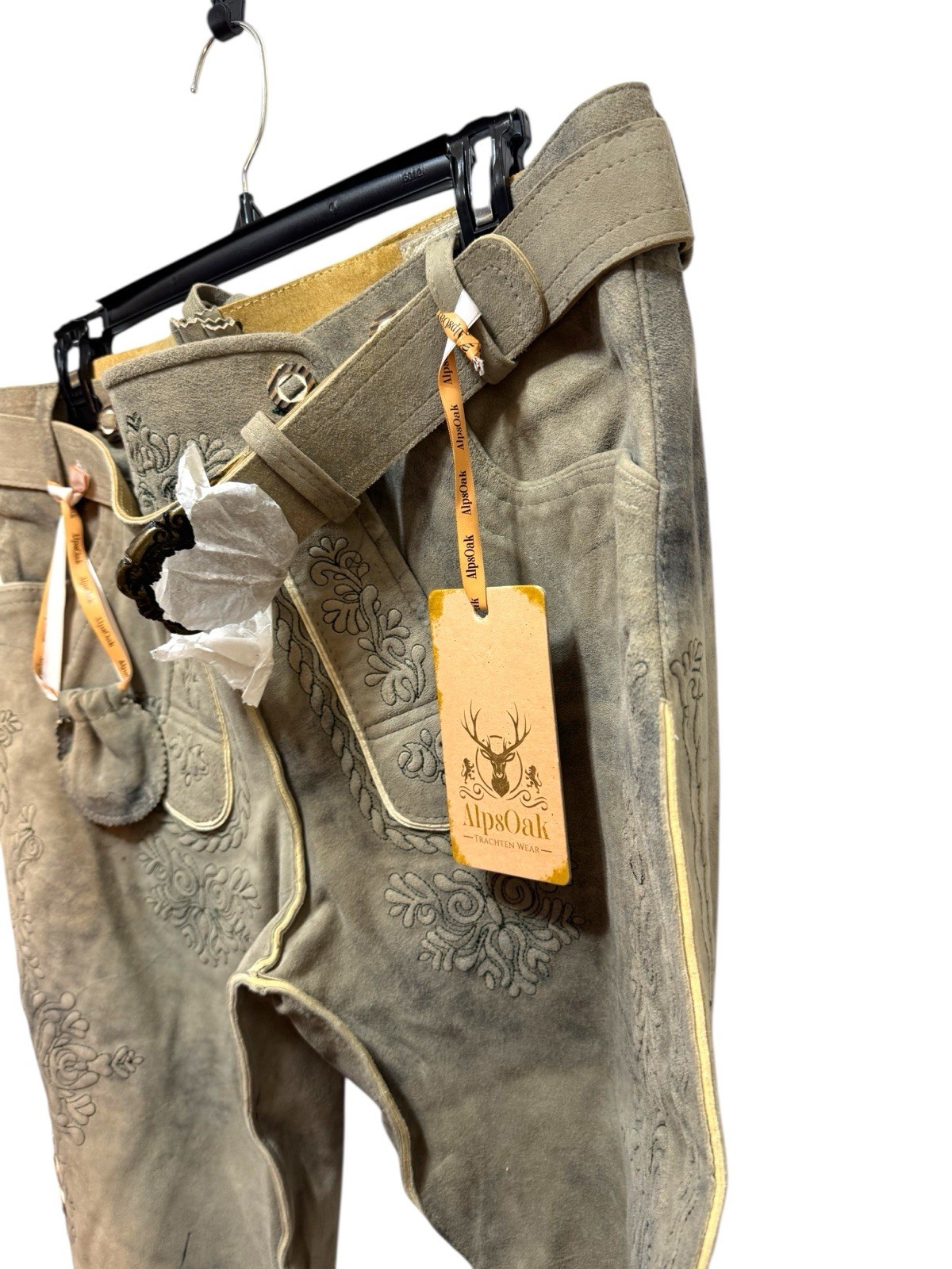 Alps Oak Trachten Wear Alpine Bavaria Suede Leather Lederhosen Oktoberfest Size