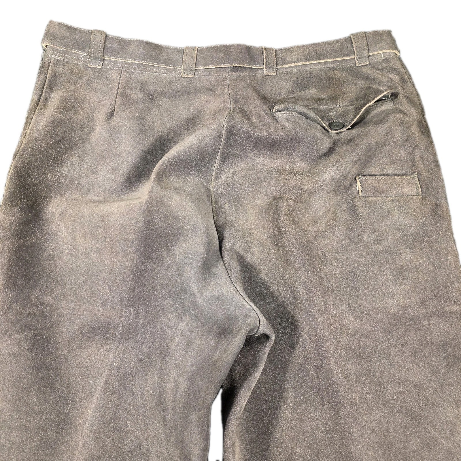 Vintage West Germany Suede Lederhosen Mens M (35) Gray Kniebundhosen Oktoberfest