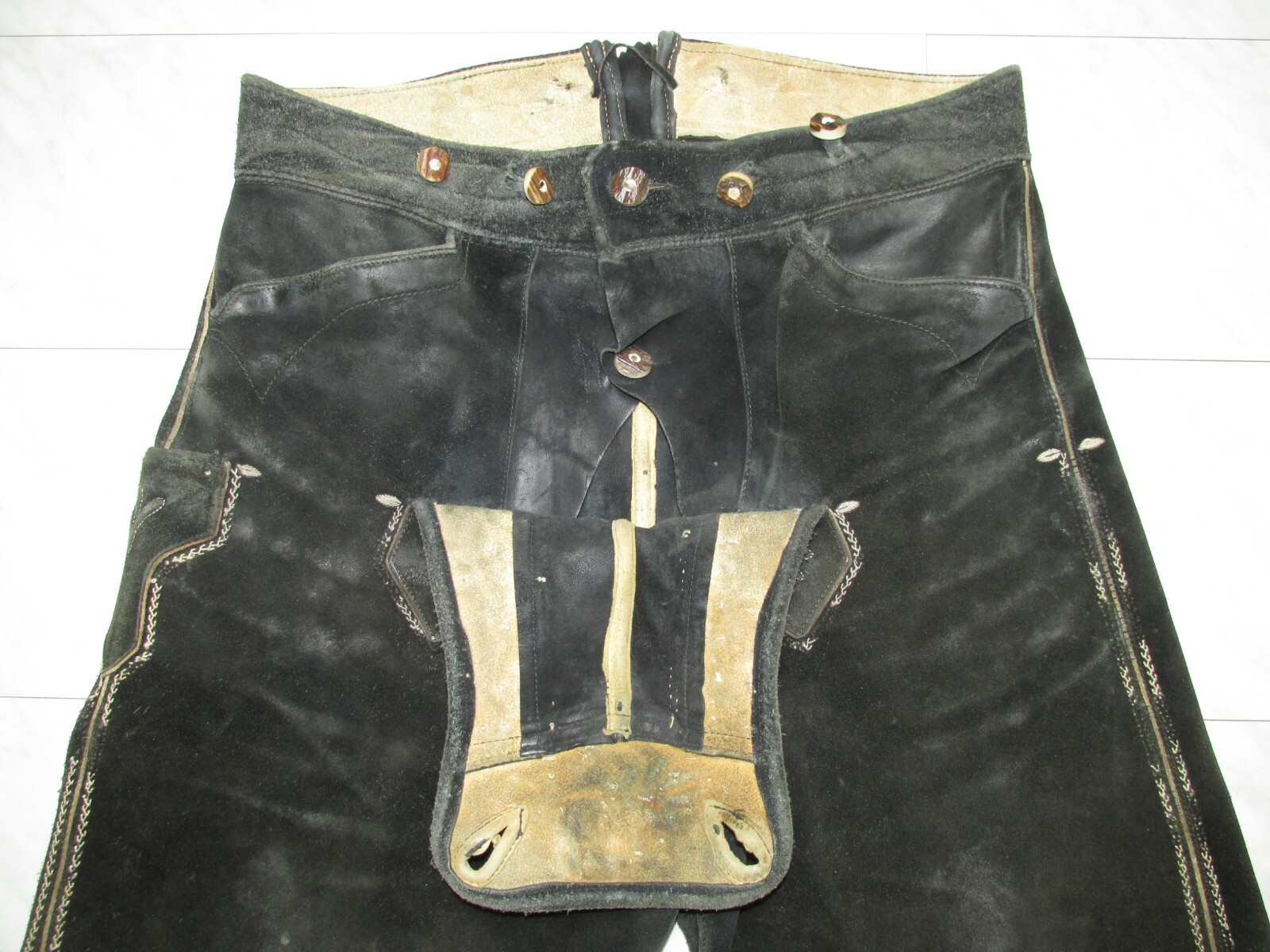 Vintage 50 60er Jahre Kniebund Lederhose Gay Größe 50 innen Glattleder: weich