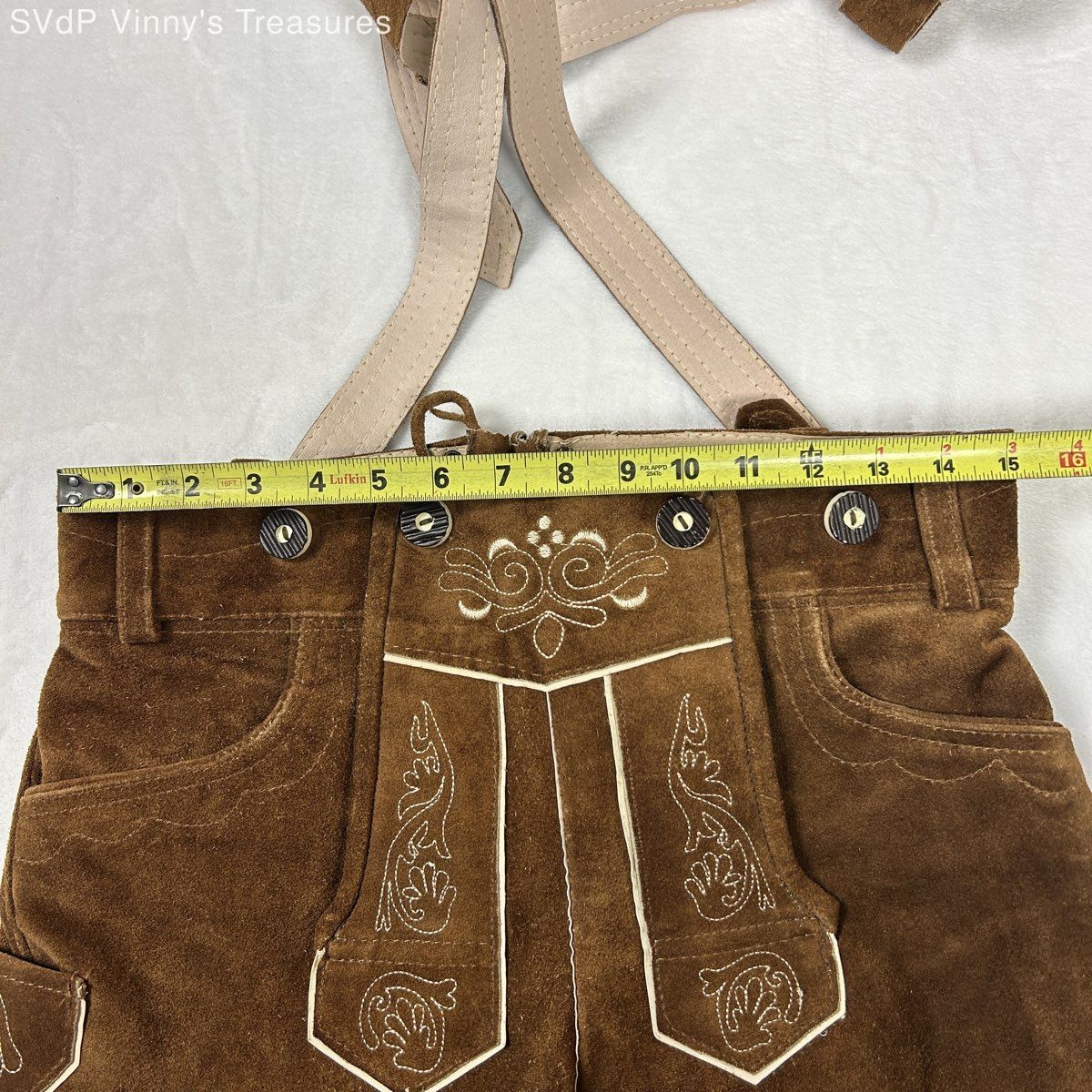 Vintage Edelnice Genuine Leather Embroidered Lederhosen Trachtenmode Sz 46
