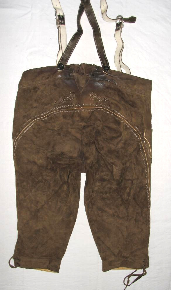 Men’s Trachten Trousers Trachten Knee-Bund Lederhose In Olive Suede Size 50