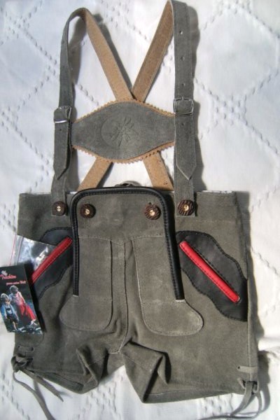 German Children’s Lederhosen Shorts GREY Size 1-10 (Euro 74-140)