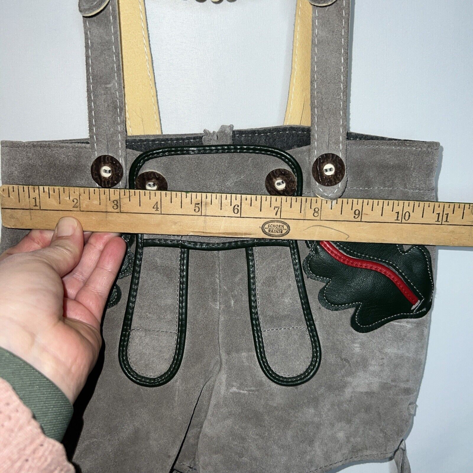 GERMAN LEDERHOSEN Childs Gray LEATHER SUEDE Trousers Oktoberfest Excellent
