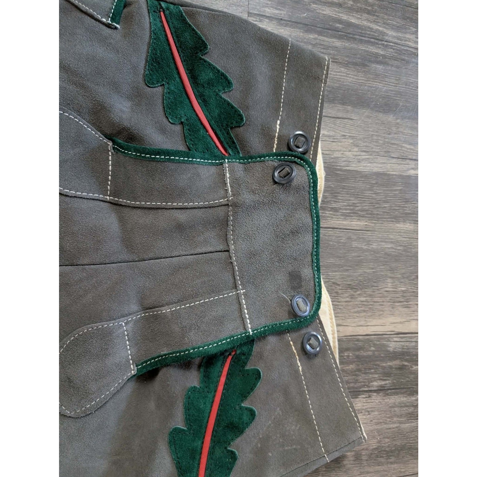 Boys Lederhosen German Gray Bavarian Suede Leather Shorts Costume Leprechaun