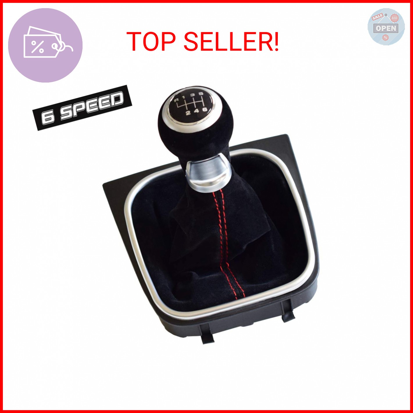 Kakulkomen 6 Speed Shift Knob Boot Cover Suede Leather for VW Golf 5 6 MK5 MK6 R