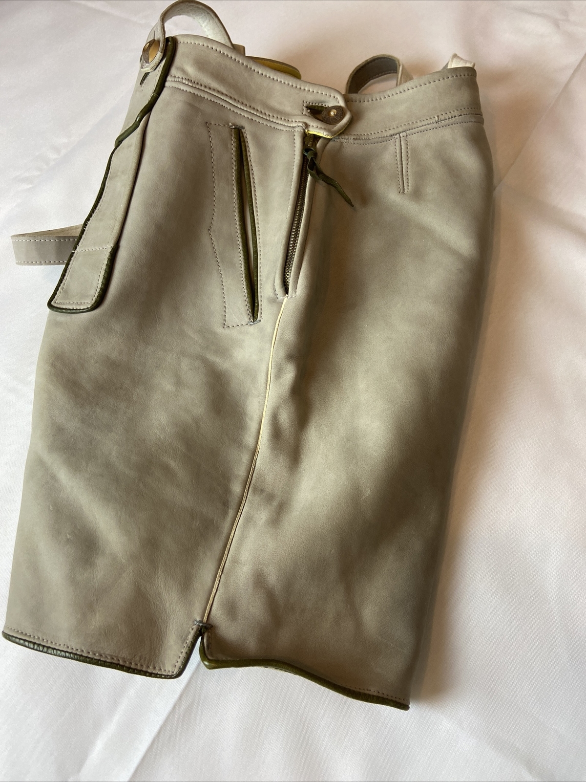 Vtg Lederhosen Shorts Suspenders Oktoberfest Leather German Bavaria Beer Size S