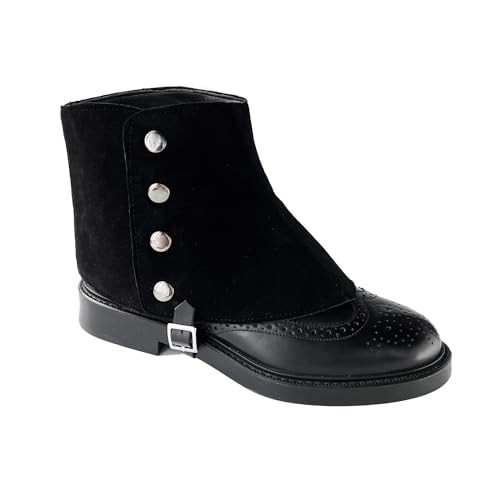 Men’s Gangster Spats 20s Leather Boot Covers for Men Snap Spats Medium Black