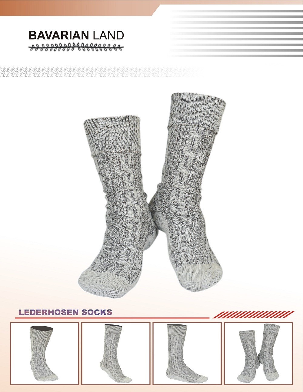 Oktoberfest Lederhosen German Bavarian Men’s Beige Brown Mix Socks Pairs Casual