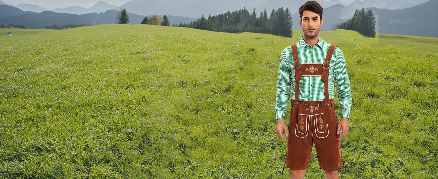 Lederhosen, Men Oktoberfest Outfits, German Lederhosen October Festival Costume