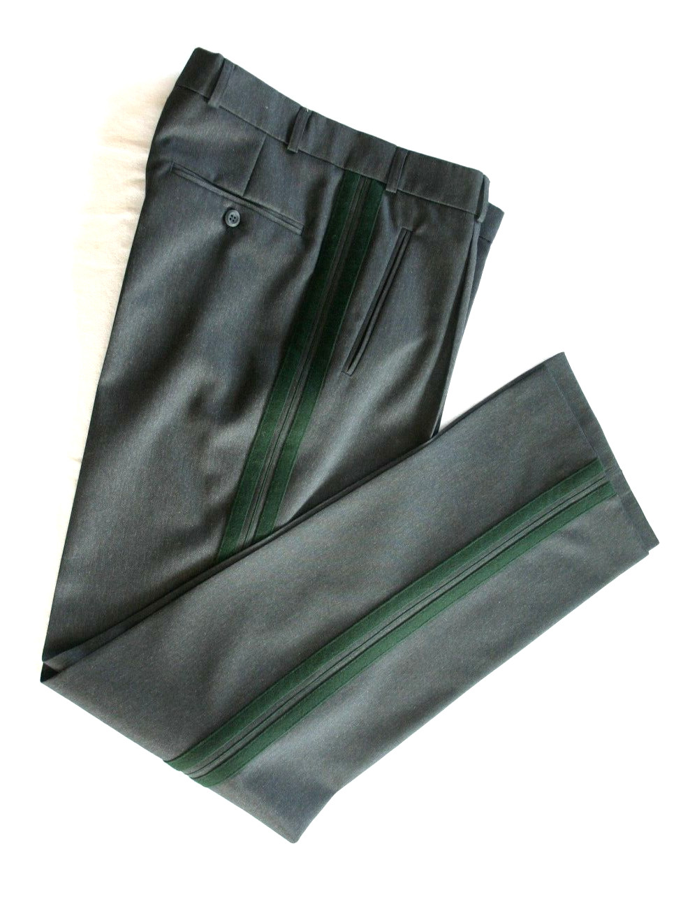 Traditional Trousers Dress Pants Suit Stripe Side Loden Grey