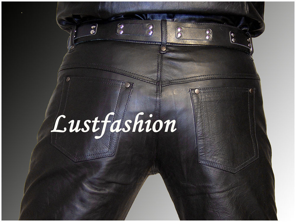 Lederhosen black pants leather jeans NEW gay cod piece leather pants trousers Cuir