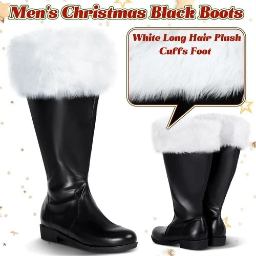 Christmas Santa Claus Boots Men’s Wide Calf Santa Combat Boots Size: 8-9