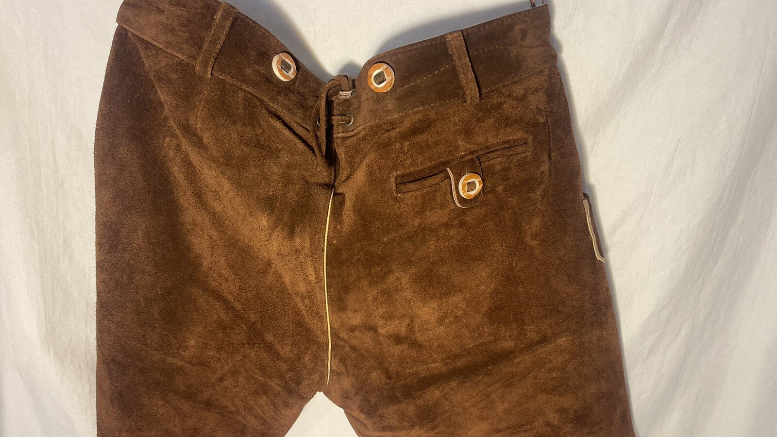Schoneberger NWT German Lederhosen Size US36 Brown Leather Suede Short Pants NEW