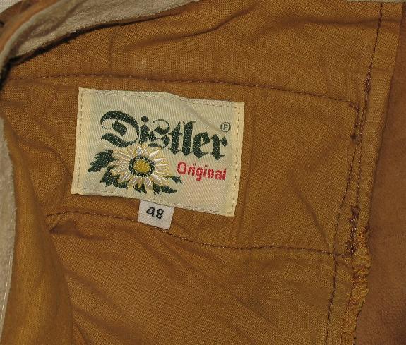 Distler men’s costume pants traditional knee band leather pants light brown in size 48