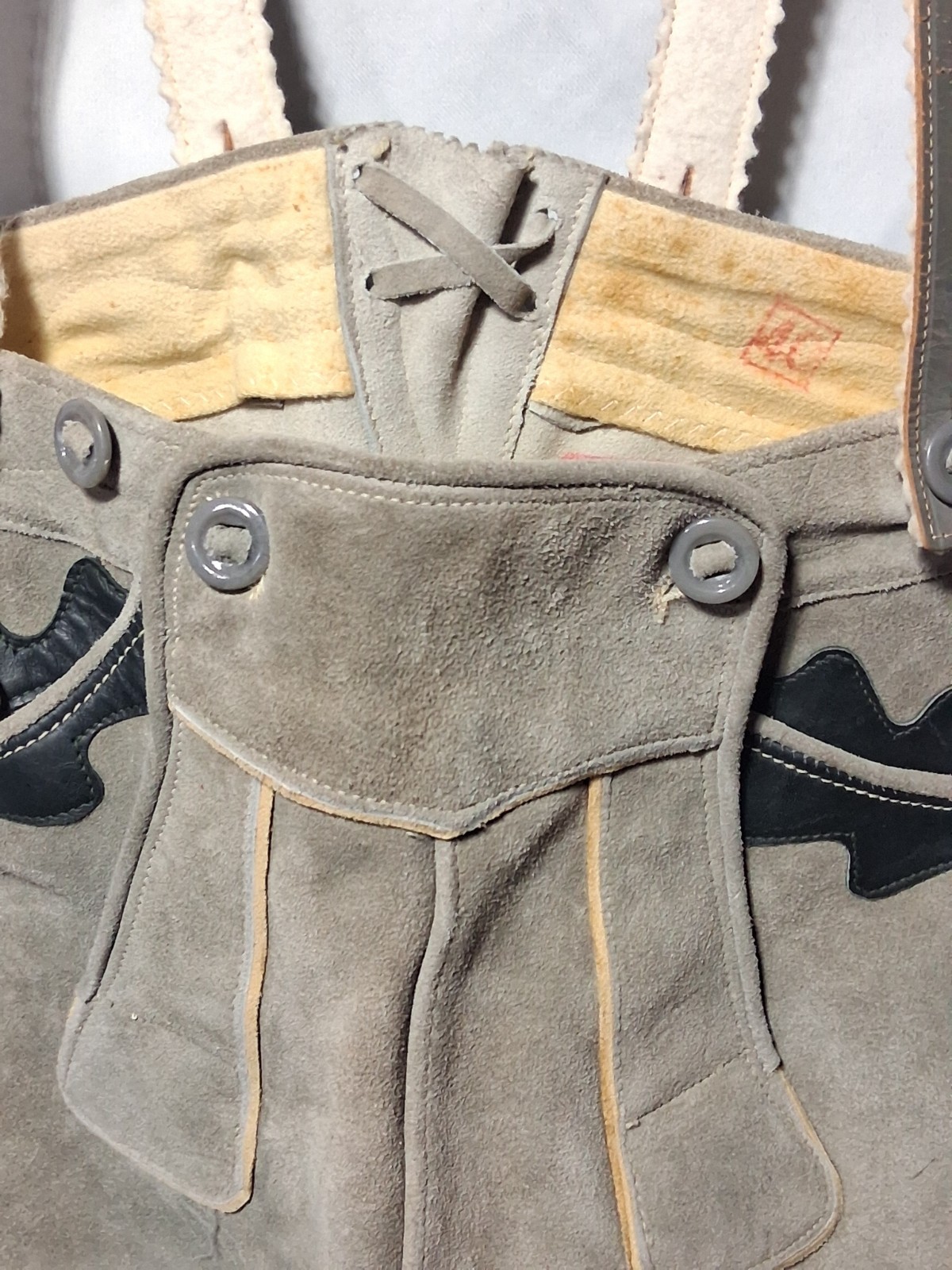 Vintage Haelson Suede Leather Lederhosen Shorts, EU 40 Waist Suspenders & Hat